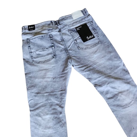 Men’s Slim Taper Fit Biker Style Distressed Denim Jeans - Picture 7 of 11